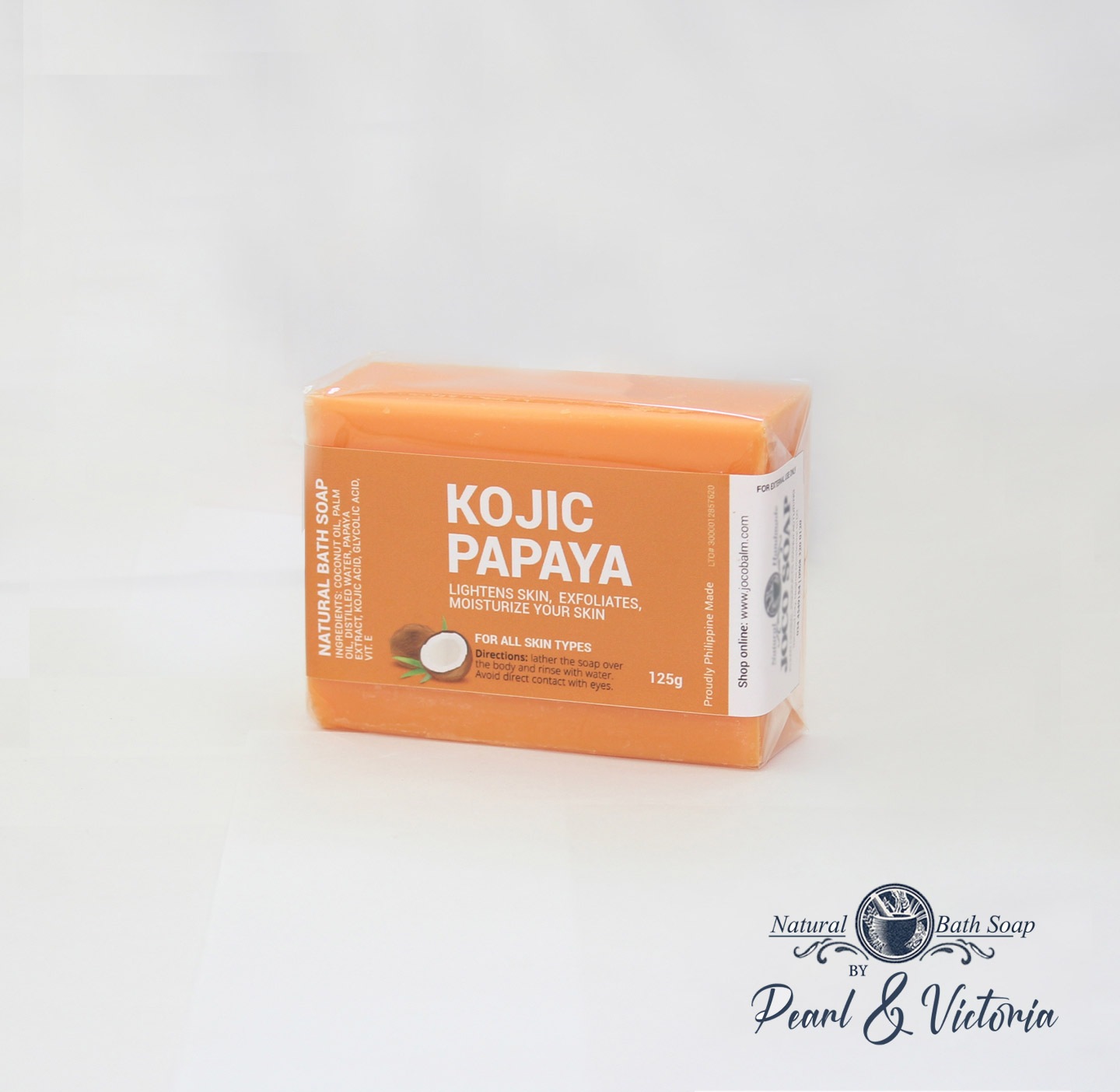 Kojic Papaya Natural Bath Soap 125g - (by Pearl & Victoria)